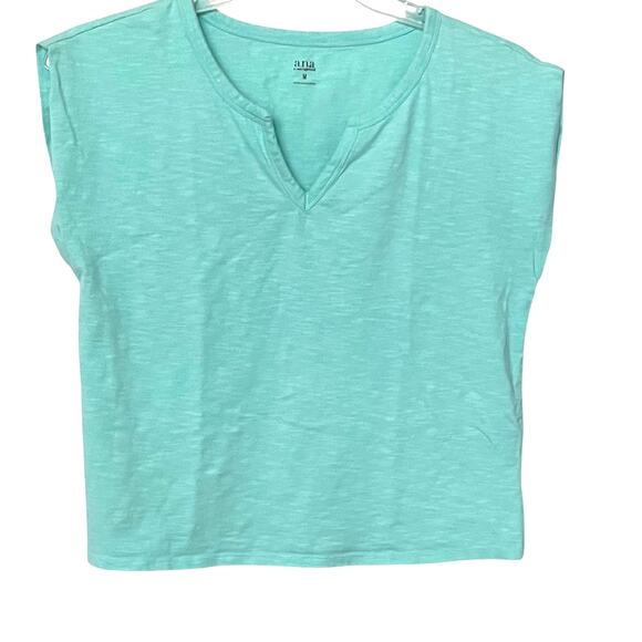 A.N.A. CAP SLEEVE PULL-OVER V-NECK T-SHIRT, WOMENS, M, LIGHT TEAL - Picture 1 of 11